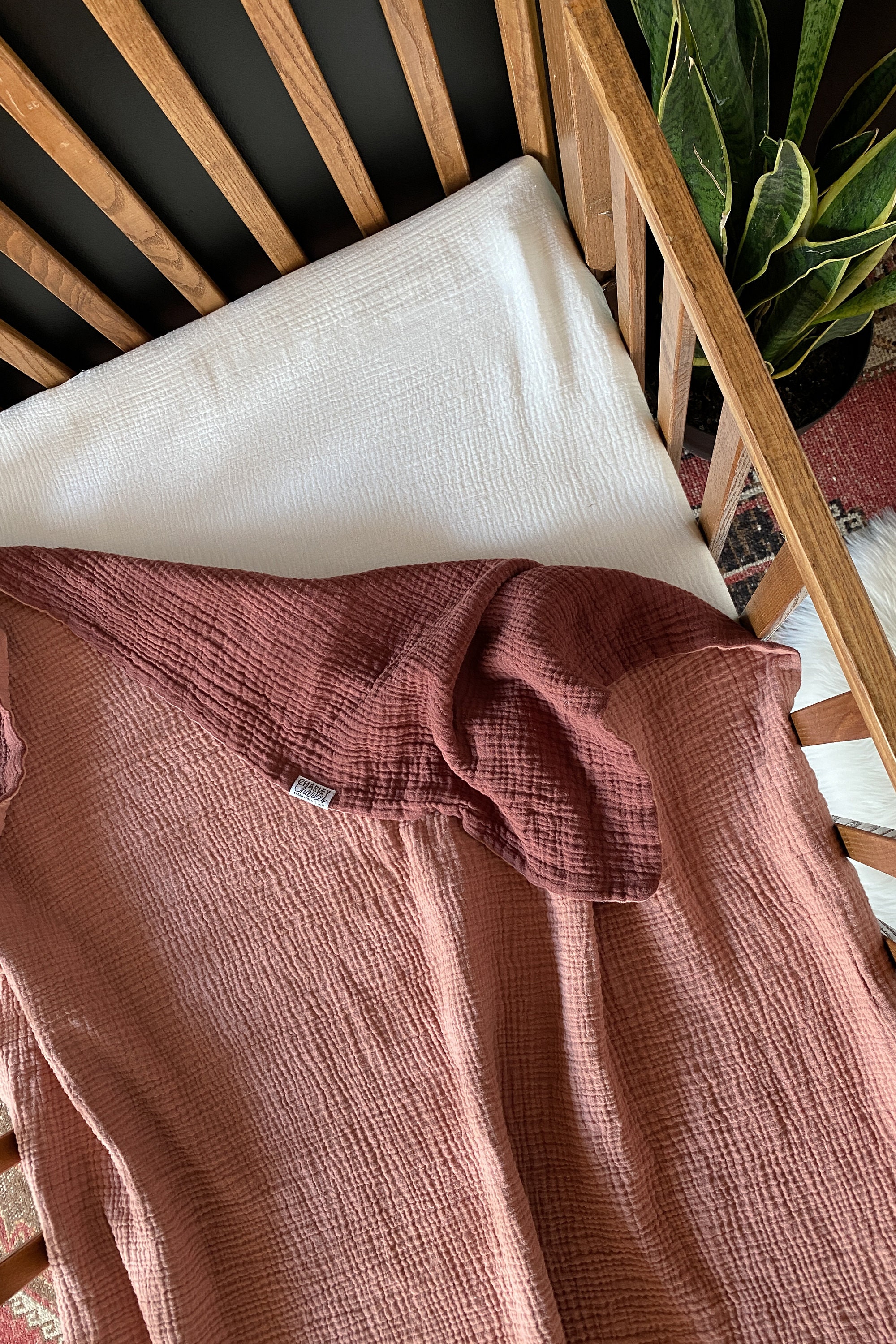 Reversible Gauze Blanket / Nutmeg and Dusty Blush / Reversible Etsy