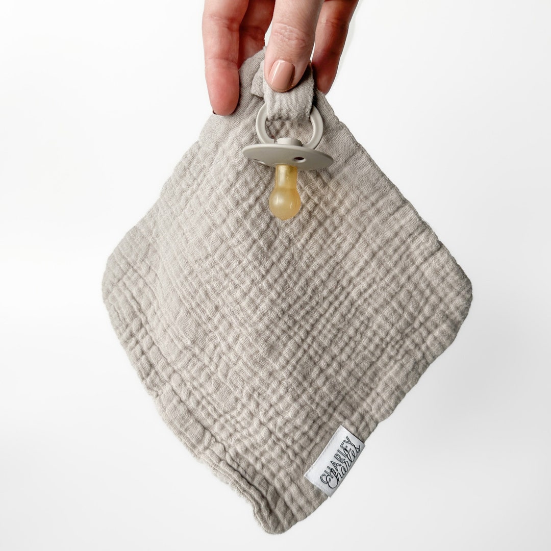 Pacifier Blanket Lovey / LIGHT GRAY / Two Sizes Available / Pacifier