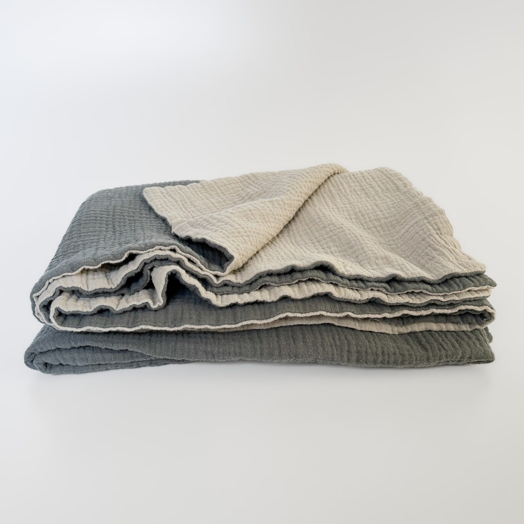 Gender Neutral Cotton Gauze Baby Blanket LIGHT GRAY and DOVE / Etsy