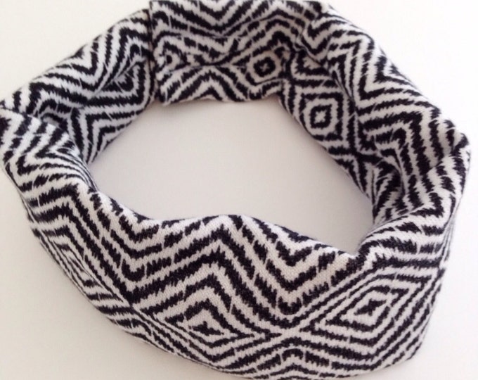 Baby Drool Scarf Black and White Diamond Ikat Terry Cloth With Etsy