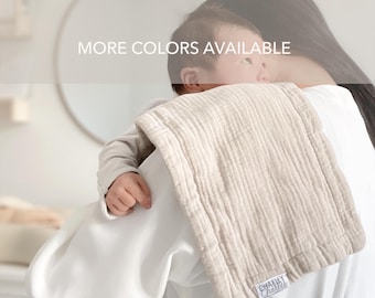 Best Baby Burp Cloth / ONE 8 Ply Layered Thick Muslin Gauze Cushioned Shoulder Drool Cloth  / Compact Size 16X7 / Necessary Newborn Gift