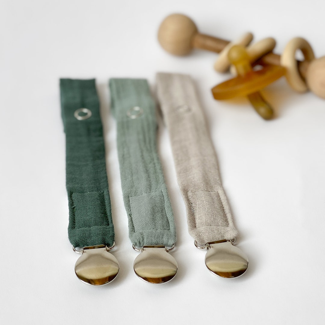 SET of 3 Pacifier Clips, Simple Durable Soft Pacifier Strap, Best