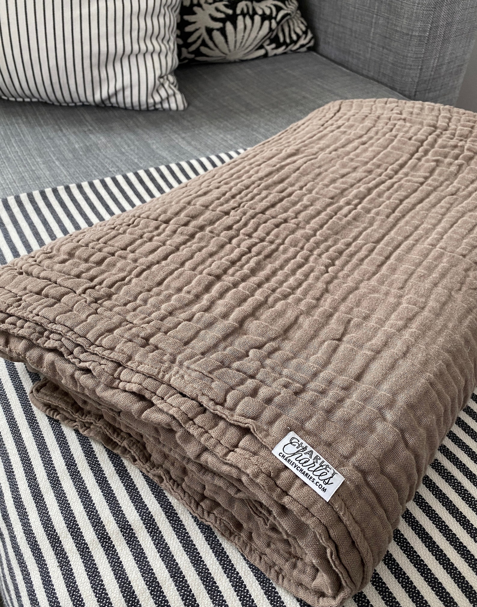 TWIN SIZE Muslin Coverlet Blanket / FAWN Tan Blanket / No Trim Etsy