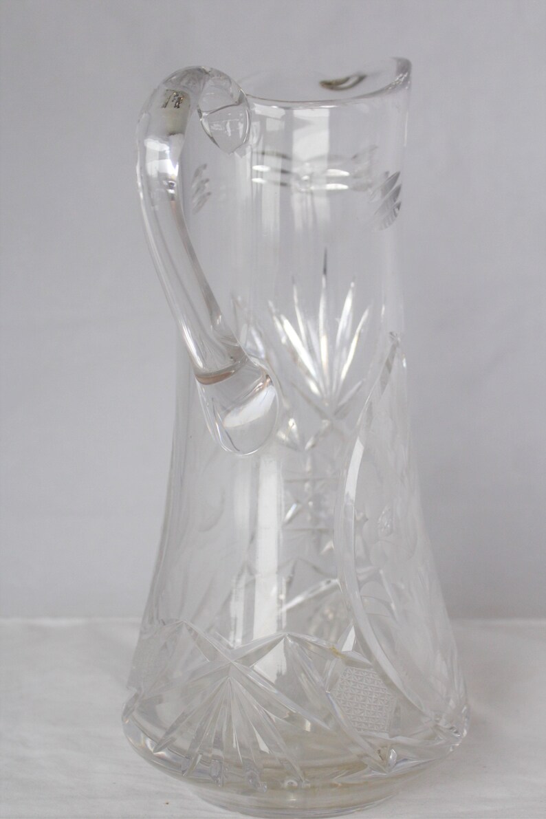 Large Antique Cut Glass Water Pitcher/Jug Etsy