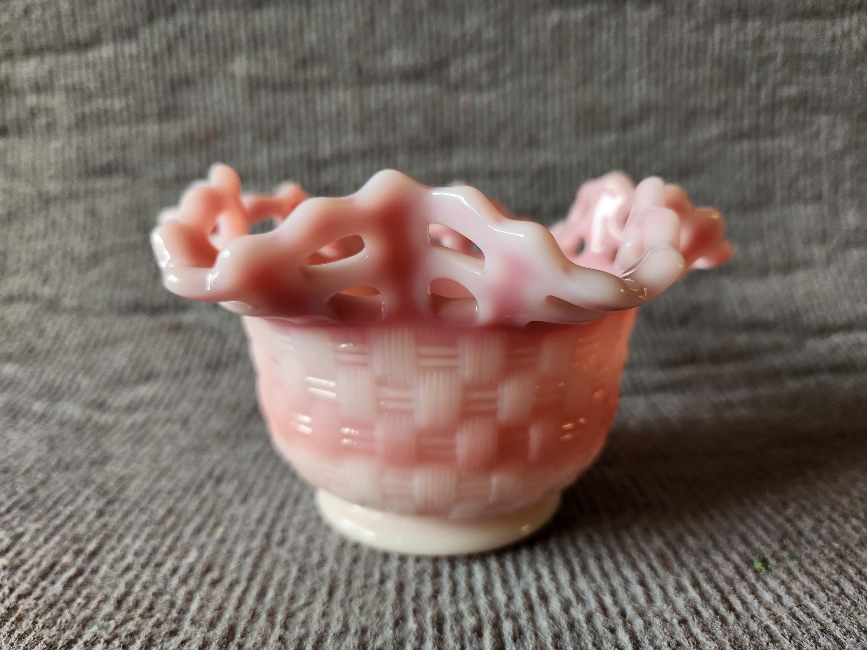 Fenton Pink and White Basket - Etsy