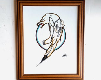 Aproximadamente de 1998. Firmada por el artista canadiense Randy Knott. Pintura sobre naturaleza (P321).