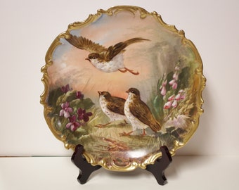 Ca.1890-1920 Signed Dubois L.Straus & Sons Limoges "Quails" Wall Plate