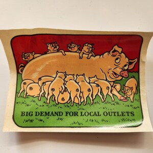 Vintage 1950's unbenutzte Comical "Big Demand For Lokale Verkaufsstellen" Wasser Abziehbild Transfer #1