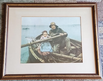 Vintage Lithograph Print After Emile Renouf's C.1881 "The Helping Hand" Painting (PR215)