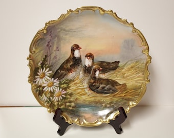 Ca.1890-1920 Signed Dubois L. Straus & Sons Limoges "Partridges" Wall Plate