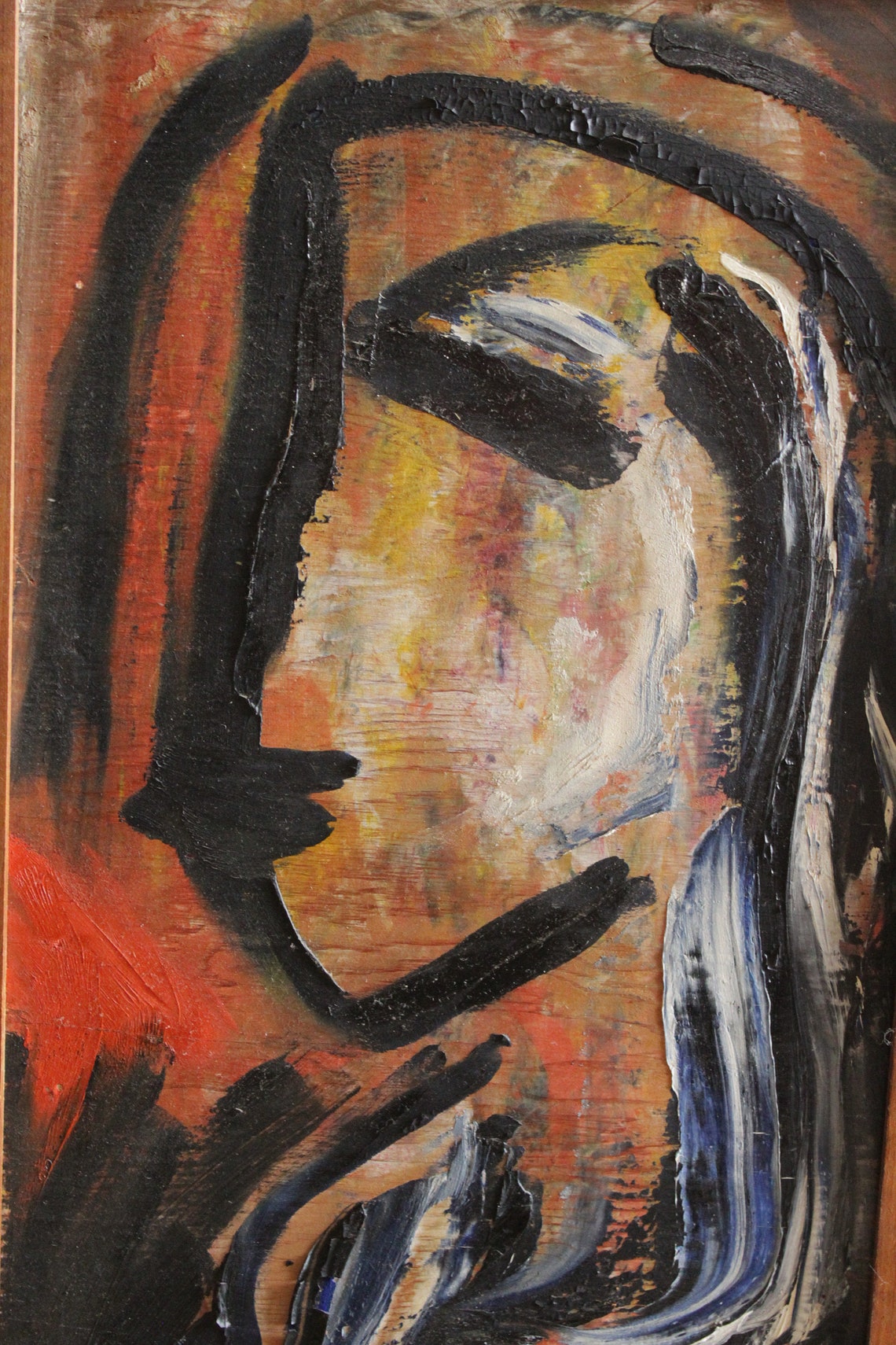 Framed Mid-Century Abstract Portrait Painting Signed By | Etsy