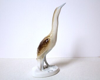 Royal Dux Czechoslovakian Porcelain Bittern Bird Figurine