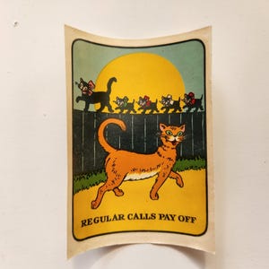 Vintage 1950's unbenutzt Comical "Regular Calls Pay Off" Water Decal Transfer #2