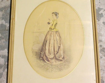 Large French Lady Fashion Lithograph Print #1 By Henri Auguste Pingot