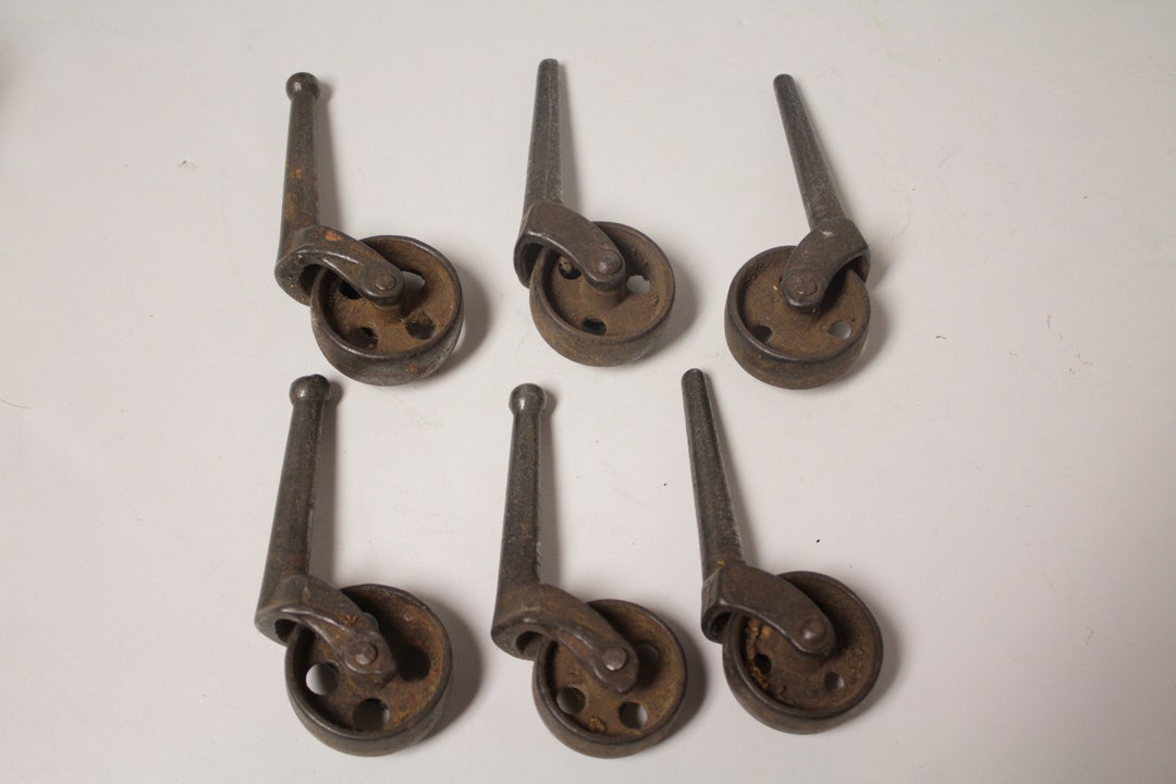 6 Antique 3 1/2 Long Cast Iron Furniture Coaster Wheels Etsy