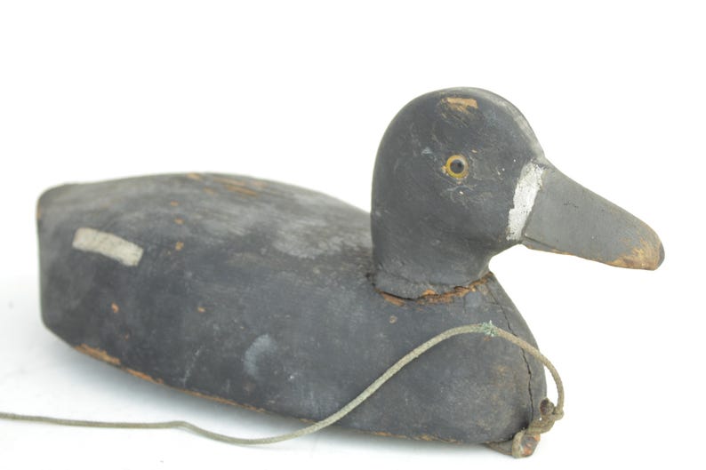 Antique Signed Hand Carved & Painted Wood Duck Decoy With Glass Eyes 5