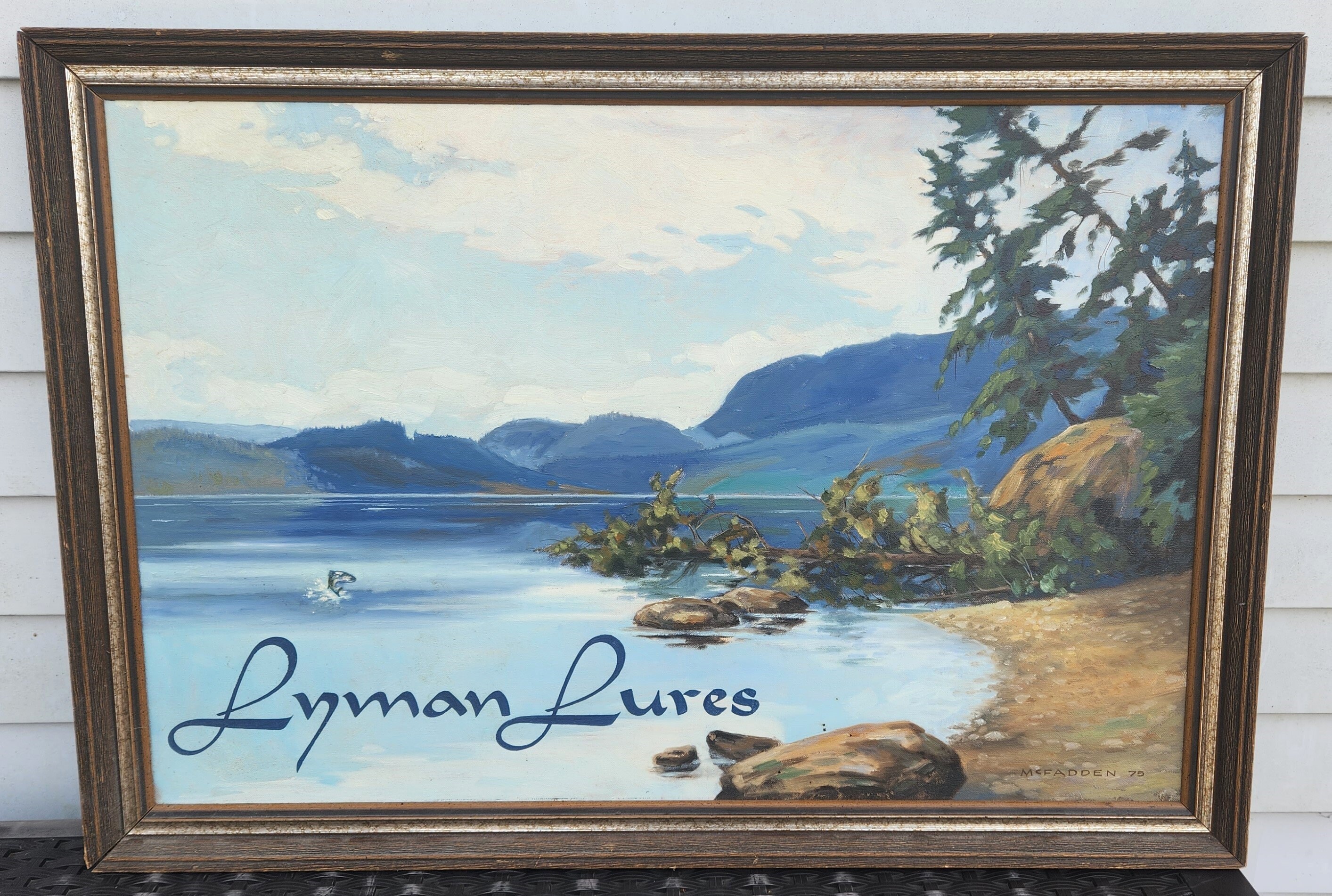Original Lyman Lures Advertising Painting Signed by Mcfadden Ca