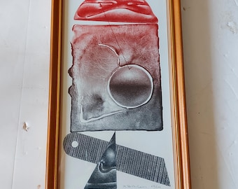 Litografía abstracta enmarcada, edición limitada, del canadiense Rudolf Bikkers (1943 - 2023) (PR352)