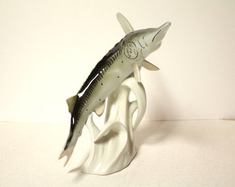 Royal Dux Czechoslovakian Porcelain Sturgeon Fish Figurine