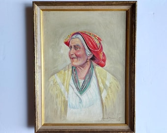 Retrato de una campesina italiana, pintado por Raynald Gibeault alrededor de 1948.