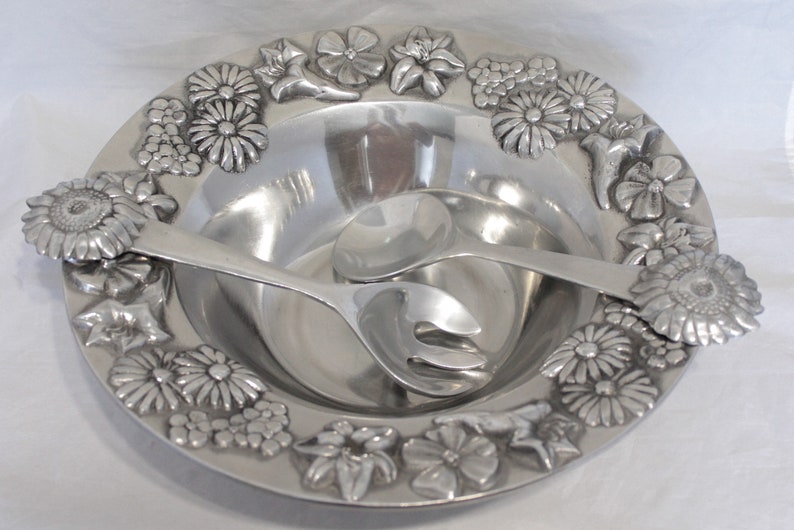Large Vintage 1992 Mariposa Brillante Pewter Salad Bowl & Etsy