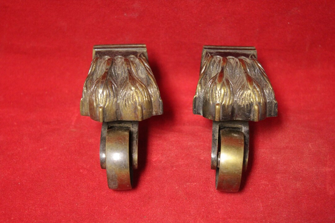 Set of 2 Antique Brass Splayed Claw Feet Casters for Furniture Etsy