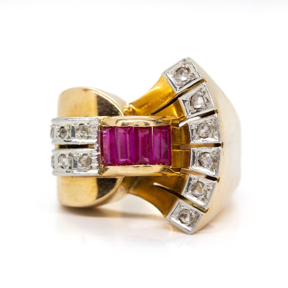 Original Retro 18k Gold and Platinum Ring