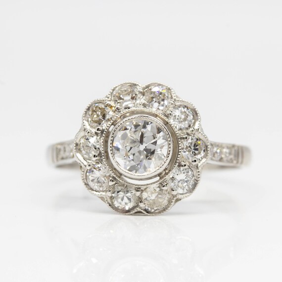 Handmade Platinum Old Mine Diamond Halo Engagement Ring | Etsy