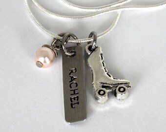 Roller Derby Personalized Name Tag Necklace