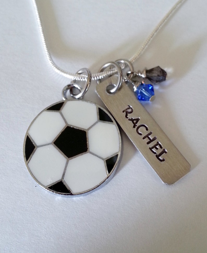Custom Hand Stamped Name Tag Necklace With Sport Charm : - Etsy