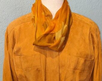 Albert Nipon Boutique 80's Brown/Tan Super Soft Suede Shirt Dress Size 8 w/matching belt and Silk Scarf by Vera