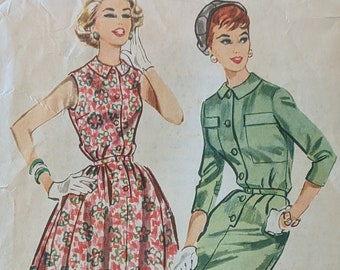 1957 McCalls Pattern bust 32 make a Puffy Skirt Dress or Slim Fitted Skirt Dress Summer Casual Circle Skirt dress or Business Slim Fit Dress