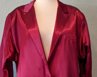 A Luxury Fashion 1980's Oversized Dark Red Acetate Blazer Size M by Album by Kenzo Two Button Closure Made in Japan