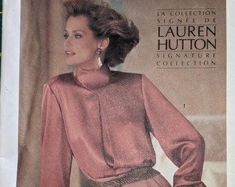 Lauren Hutton's Signature Collection Simplicity 6649 Sew an Elegant Blouse with pleat & neckline variations Size 12 Uncut