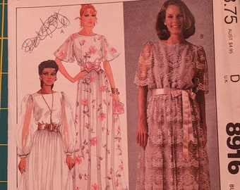 Wedding Gown Bridesmaid or Mother of the Bride Long or short Dress Size 14 Bust 36 McCalls 8916 Sewing Pattern Uncut