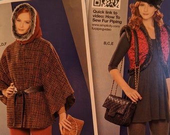 Project Runway Cape, Vest, Hat, Hood, Bag and clutch sewing pattern New UNCUT Simplicity  #1775 Size XS-XXL