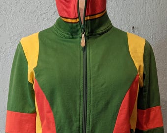 L.A.M.B. Gwen Stefani Zipped Sweatshirt Jacket Size Small Color Block Green Orange Yellow