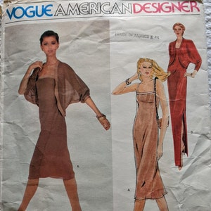 Vogue #2328 American Designer Jerry Silverman Misses Short or Long Cocktail Dress & Butterfly Jacket Pattern Size 12 Cut/complete