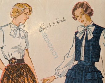 1949 Misses Blouse, Skirt and Bolero Jacket Sewing Pattern Size 12 Bust 31 SIMPLE TO MAKE Simplicity #2944 Uncut pattern