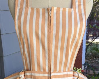 1976 Overalls/Jumpsuit Shorts Handmade by me Size Small/Misses Size 10 Bust: 32.5" Waist 25" Peach & White Striped denim