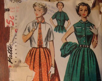 Poofy Skirt and Jacket 1953 Sewing Pattern Simplicity 4566 Misses Dress size 14 bust 32 waist 26 Uncut Pattern