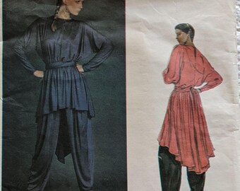 Gianni Versace Vogue Sewing Pattern #2702 Misses Tunic, Sash & Pants Size 12 Uncut  1980's Pleated Harem Pants