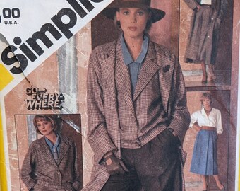 Sew a Coat, Jacket, Blouse, Skirt, Trousers all in one pattern #Simplicity 6576 Size 16 Misses 1984 Wool, Tweed Western Look