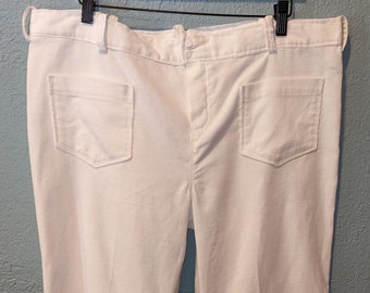 Authentic 70's Style Reproduction White Corduroy Bell Bottom Hip Hugger Jeans Size Hip 40 Handmade by me using Vtg. Simplicity Pattern 5143