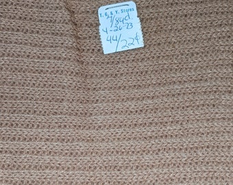 1973 Rib Knit Fabric one piece light brown polyester 30" long and 66" wide/ 7/8 yard dtd 4-26-73 from T, G, & Y stores