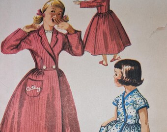 1957  Girls Robe & Slippers Sewing Pattern Size 12 Bust 30 Waist 25 McCalls  #2168 Uncut pattern