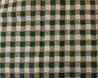 Green, Sage & Ivory Checked Cotton Quilt Fabric One Piece 3 and 1/2 yards The Kesslers for Concord Fabrics