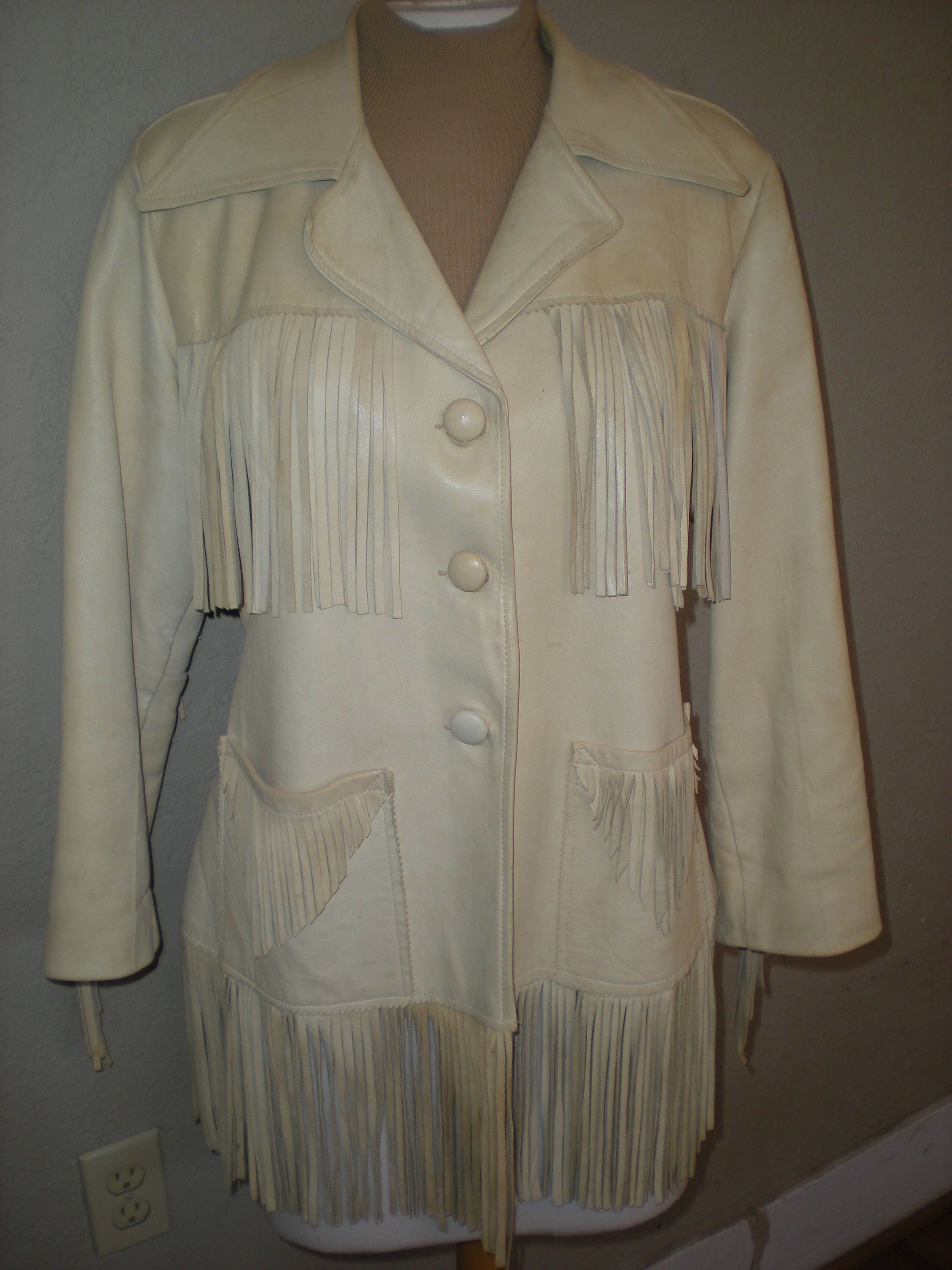 Vintage Women's Pioneer Wear Fringe Jacket Size 10 Soft Wheat colored ...