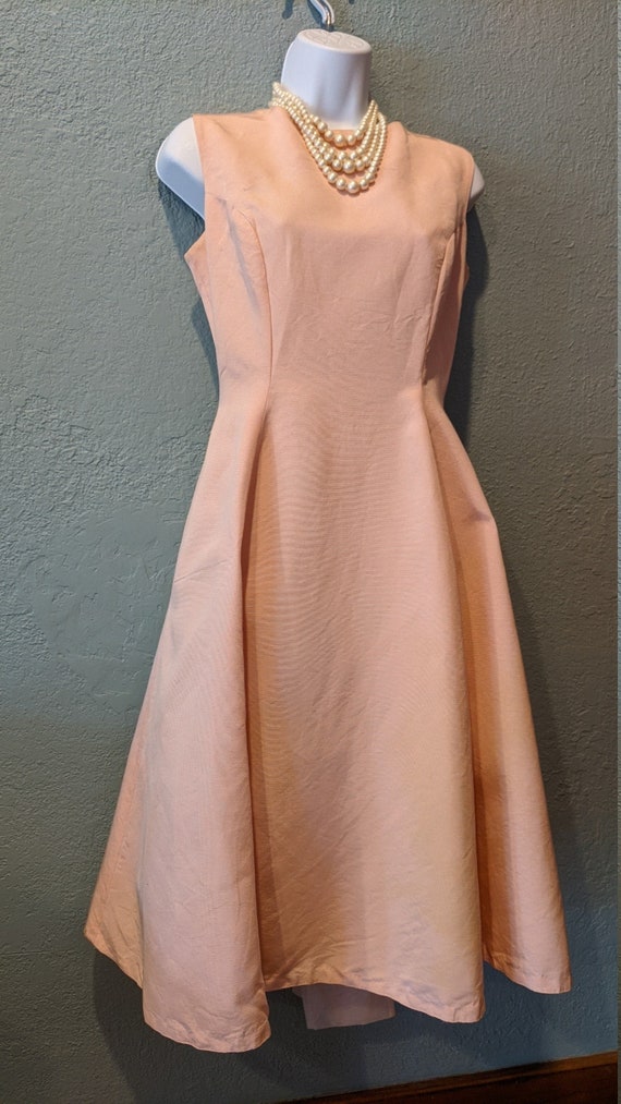 1960's College Party Dress Pastel Pink Faille Taff