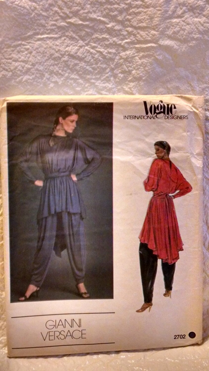 Gianni Versace Vogue Sewing Pattern 2702 Misses Tunic, Sash & Pants